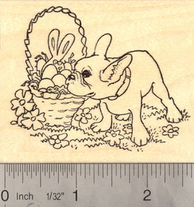 Easter French Bulldog Rubber Stamp