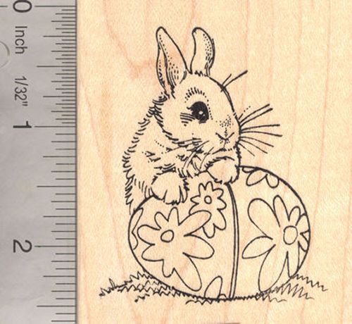 Bunny Rabbit with Easter Egg Rubber Stamp