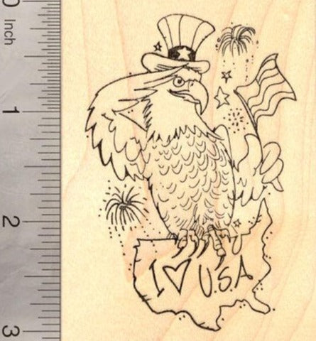4th of July Eagle Rubber Stamp, Patriotic American Flag and The United States (fourth of July, July 4th)