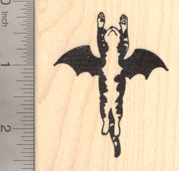 Halloween Cat Bat Rubber Stamp, Flying to the Rescue
