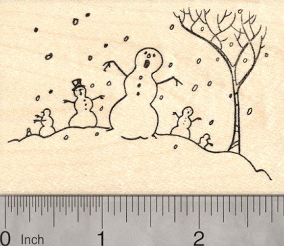 Zombie Apocalypse Snowman Rubber Stamp, Winter Holiday Snowpocalypse