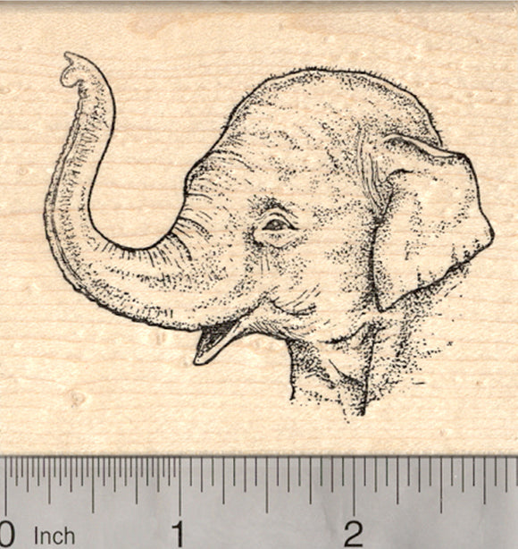 Elephant Rubber Stamp, Wildlife Portrait