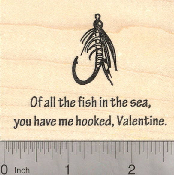 Valentine's Day Rubber Stamp, all the fish in the sea text