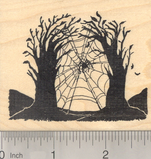 Halloween Giant Spider Web Rubber Stamp, Spooky