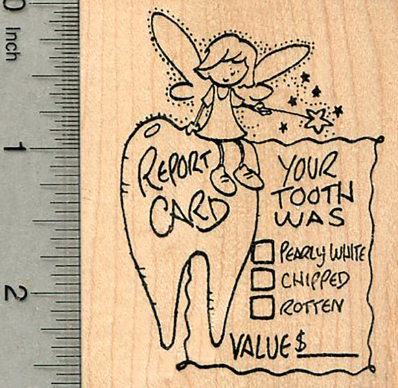 Tooth Fairy Report Card Rubber Stamp