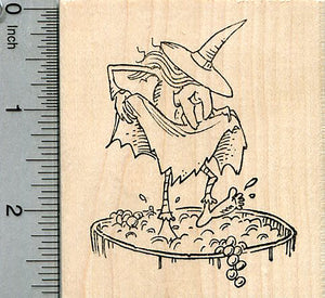 Halloween Witch Rubber Stamp, Stomping Grapes, Wine Series