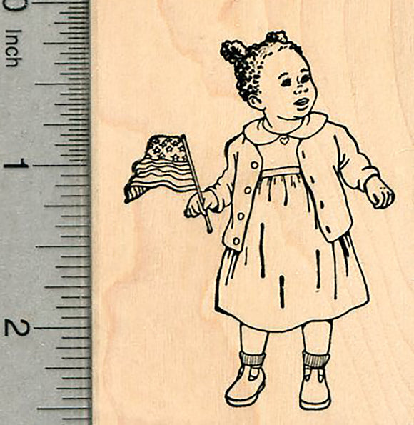 African American Girl Rubber Stamp, Independence Day Series