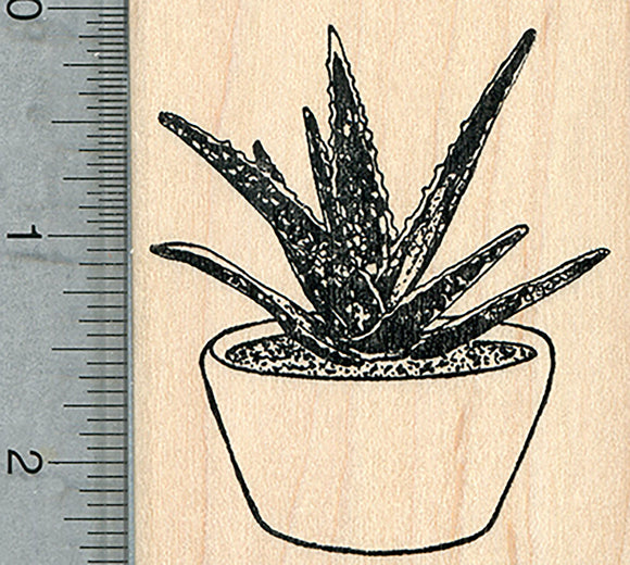 Aloe Vera Rubber Stamp, Potted Plant Series