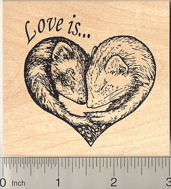 Ferret Heart Rubber Stamp, Valentine, Sweetest Day