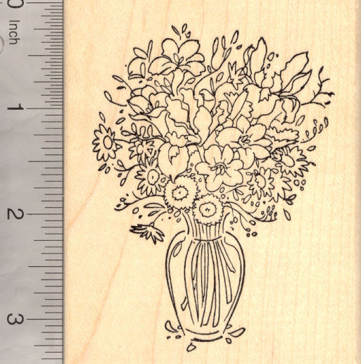 Flower bouquet in vase Rubber Stamp