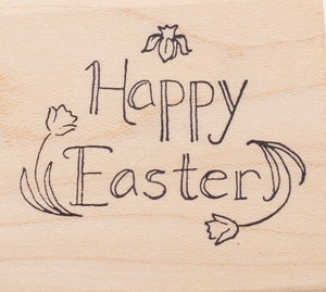Happy Easter Rubber Stamp, Floral