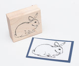 House Rabbit Rubber Stamp, White Dewlap Bunny