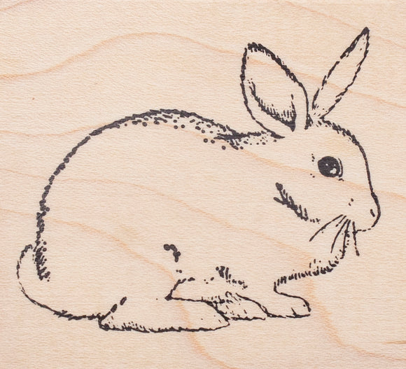 House Rabbit Rubber Stamp, White Dewlap Bunny