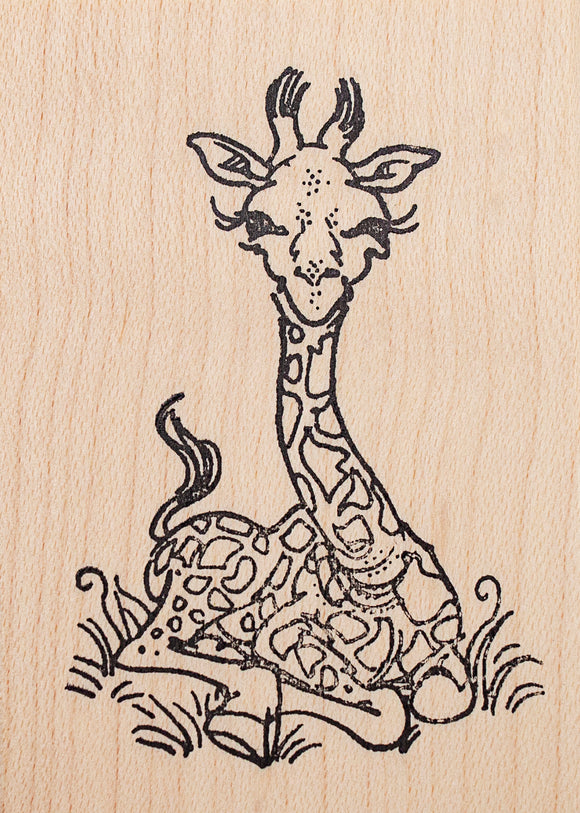 Baby Giraffe Rubber Stamp, Sitting