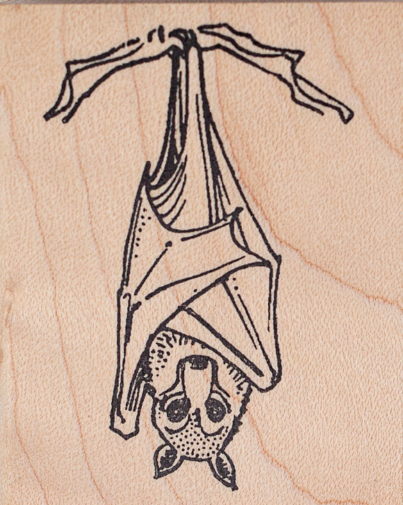 Flying Fox Rubber Stamp, Bat Hanging