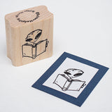 Alien Reading Rubber Stamp, with Book