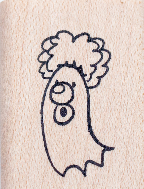 Clown Ghost Rubber Stamp, Halloween Mini Size