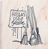 Witch Entrepreneur Rubber Stamp, Helga's Used Brooms