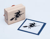 Flying Witch Rubber Stamp, Small Silhouette