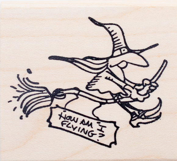 Broomstick Witch Rubber Stamp, How am I flying