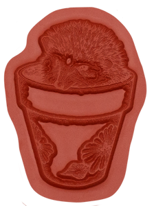 Unmounted Hedgehog Rubber Stamp, in Garden Pot umK4508