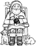 Unmounted Christmas Santa Claus Rubber Stamp, Dog, Cat, Ferret, Hamster, Rat, and Bunny Rabbit umL5309