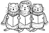 Unmounted Christmas Caroling Hamster Rubber Stamp umJ5310