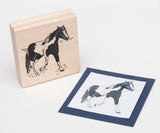 Pinto Horse Rubber Stamp, Spotted Coat, Trotting