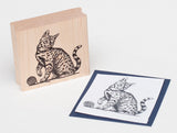 Tabby Cat Rubber Stamp, Mackerel Striped Domestic