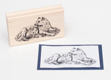 Lioness Rubber Stamp, Female Lion Resting