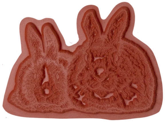 Unmounted House Rabbit Pair Rubber Stamp, Dutch Bunny and Large Upright Ears umK6110