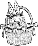 Unmounted Yorkie Dog in Easter Basket Rubber Stamp umJ6702