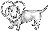 Unmounted Heart Dachshund Dog Rubber Stamp, Valentine's Day umH6709