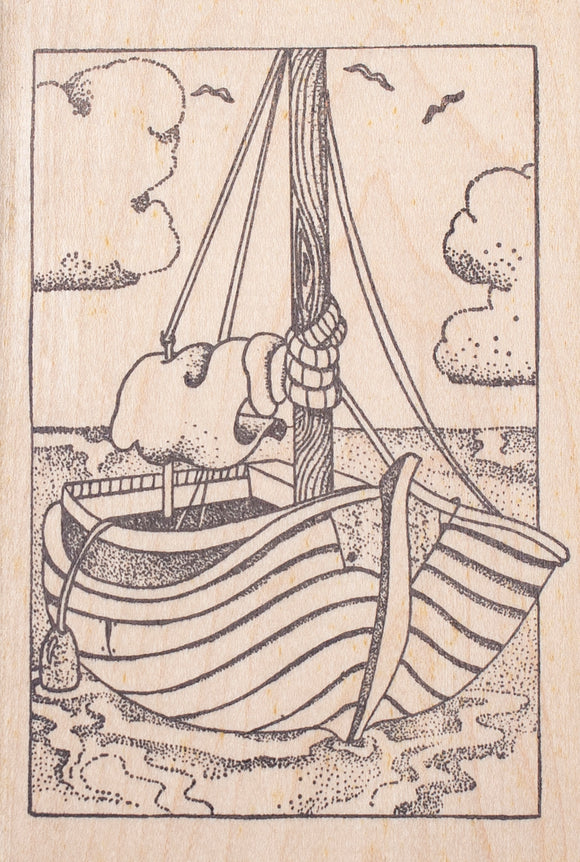 Large Sailboat Rubber Stamp, Boat at rest