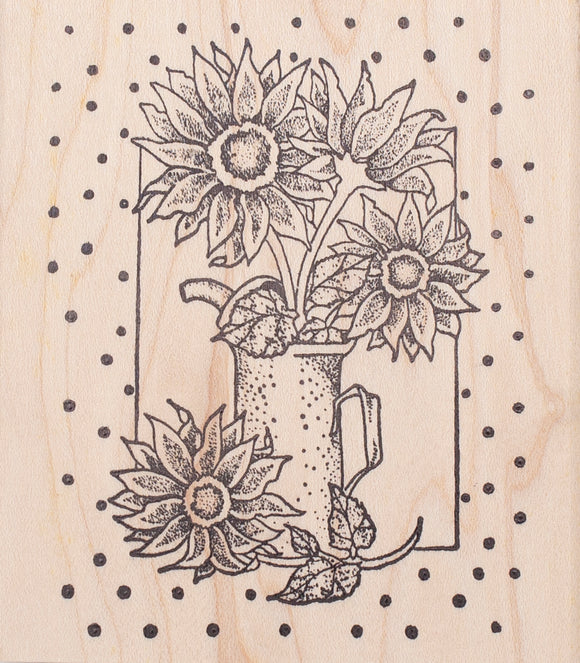 Sunflower Vase Rubber Stamp, Large Floral