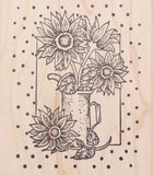 Sunflower Vase Rubber Stamp, Large Floral