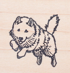 Leaping Samoyed Dog Rubber Stamp