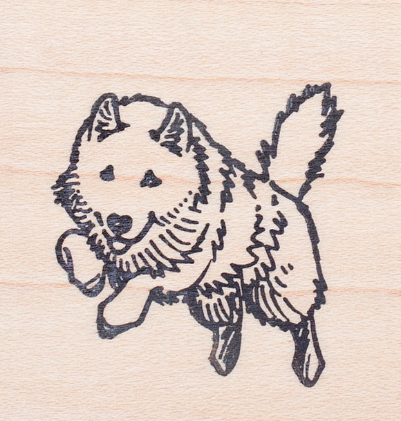 Leaping Samoyed Dog Rubber Stamp
