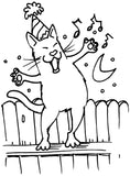 Unmounted Singing Cat in Birthday Hat Rubber Stamp umK7703