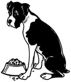 Unmounted Boxer Rubber Stamp, Dog with Food Dish umJ8018
