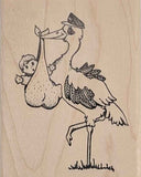 Stork Delivering Baby Rubber Stamp
