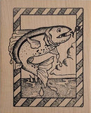 Jumping Trout Rubber Stamp, Large Size