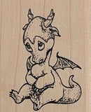 Baby Dragon Rubber Stamp, Pleading Eyes