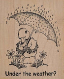 Duck in Rain Rubber Stamp, Get Well, Under the Weather