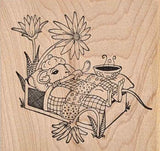 Get Well Mouse Rubber Stamp, in Bed with Soup