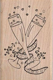 Champagne Rubber Stamp, Two Flutes with Hearts