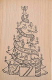 Christmas Tree Rubber Stamp, Candle-lit Victorian
