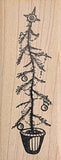 Potted Christmas Tree Rubber Stamp, Skinny Profile