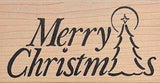 Merry Christmas Rubber Stamp, with Tree