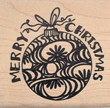 Merry Christmas Rubber Stamp, with Tree Ornament
